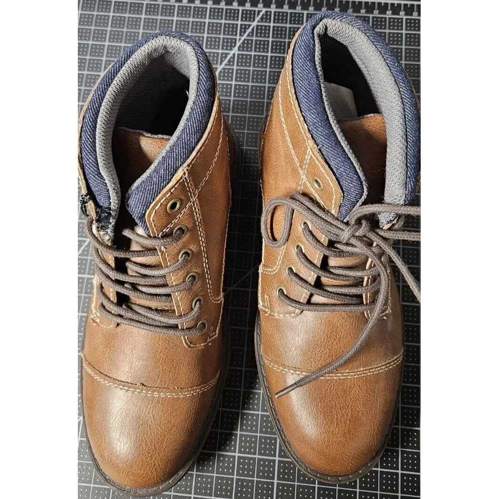 Sonoma Goods for LIfe Protector boys' 4 Med ankle boots faux leather cognac‎
